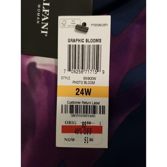 Alfani top sleeveless blouse 24W new with tags Black Purple NWT $89.50 T16 - Picture 6 of 7